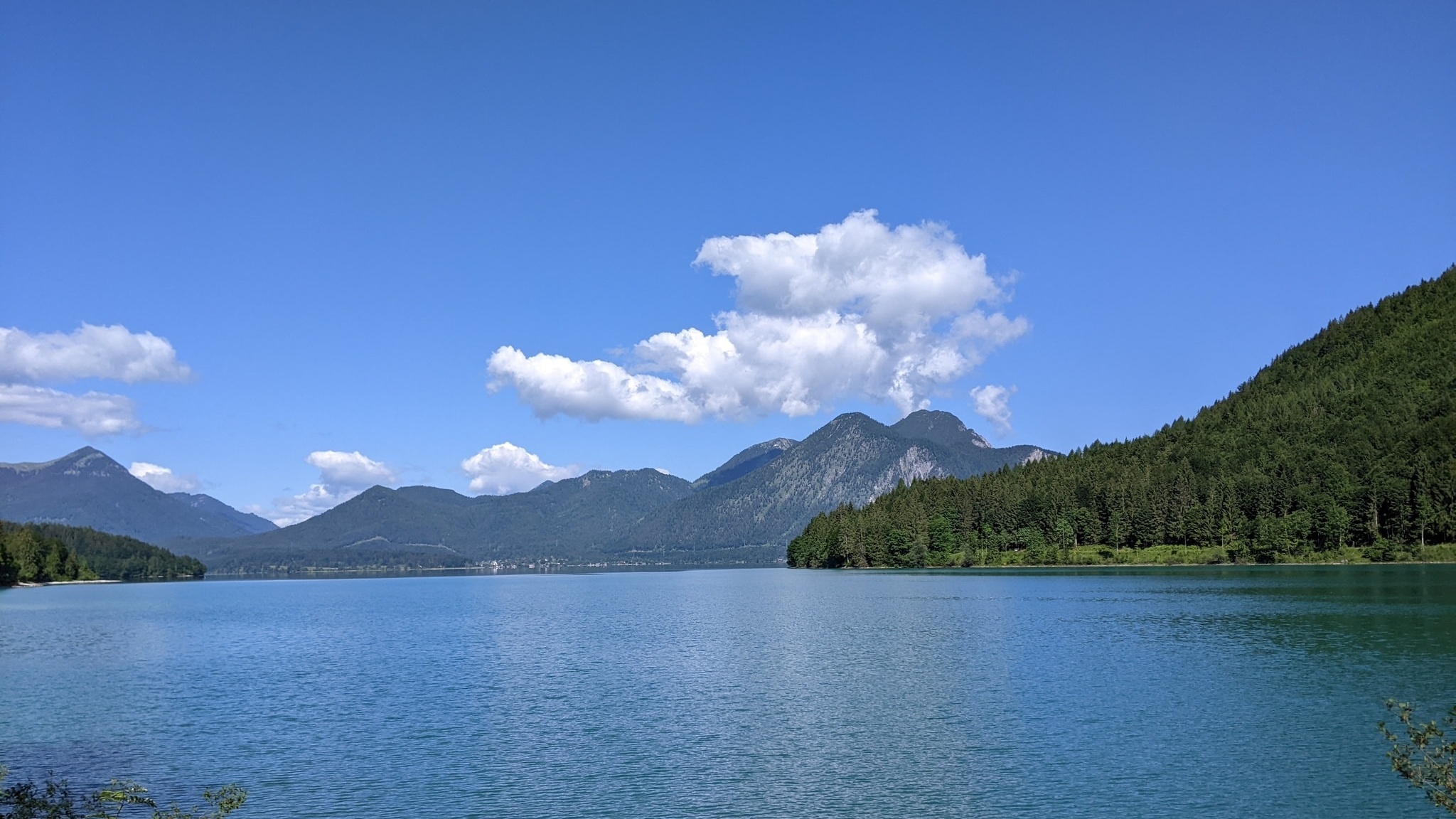 Lake Walchen, one of the deepest and largest alpine lakes in Germany